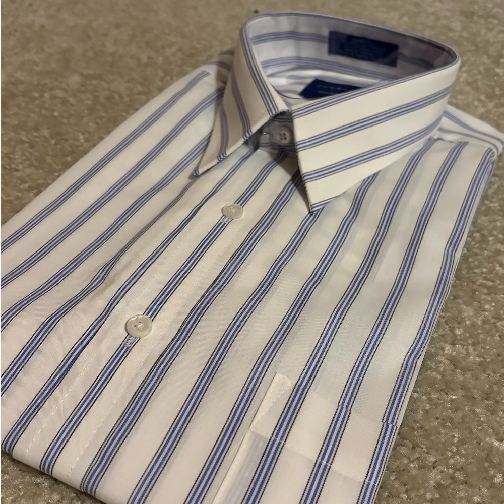 NEW Towncraft Men's Blue and White Striped Dress Shirt